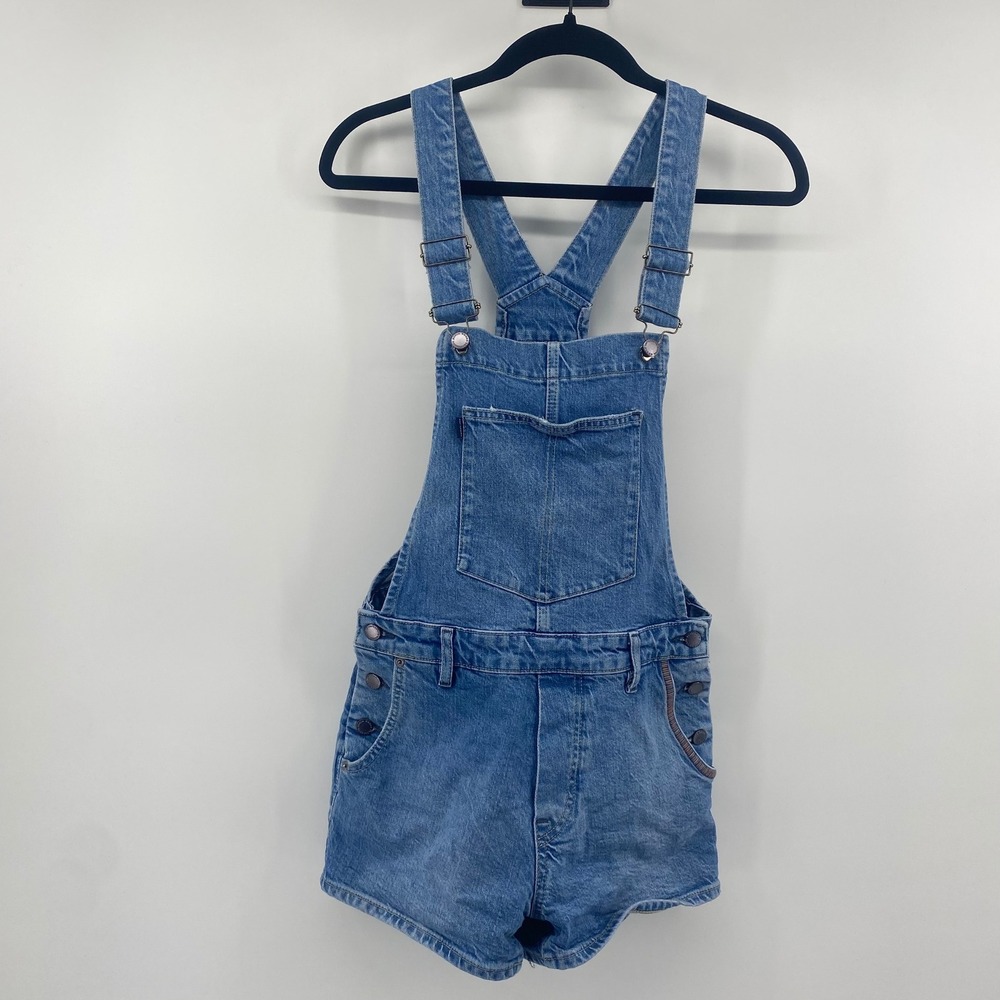 Superdry Denim Shortalls Womens 4 Blue Bib Front Short Overalls Summer Festival